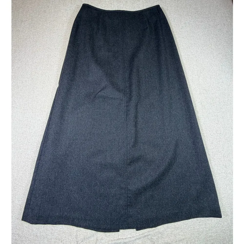 Talbots Women Gray 12 100% Wool A-Line Minimalist Classic Lined Midi Skirt